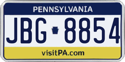PA license plate JBG8854