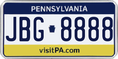 PA license plate JBG8888