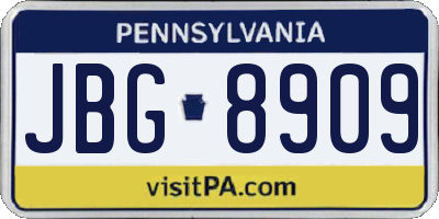 PA license plate JBG8909