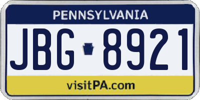 PA license plate JBG8921