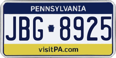 PA license plate JBG8925