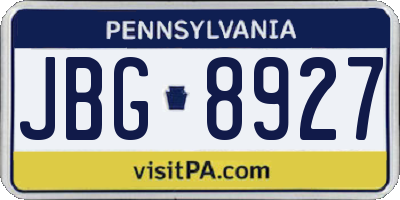 PA license plate JBG8927
