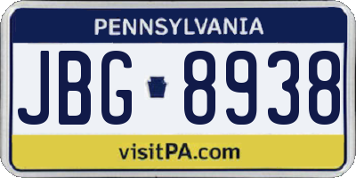 PA license plate JBG8938