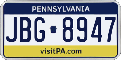 PA license plate JBG8947