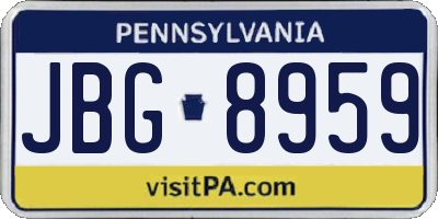 PA license plate JBG8959