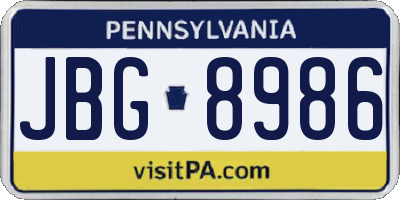 PA license plate JBG8986
