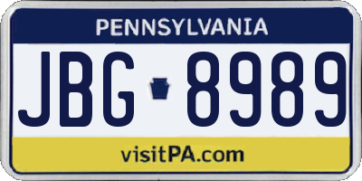 PA license plate JBG8989