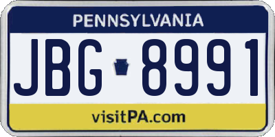 PA license plate JBG8991