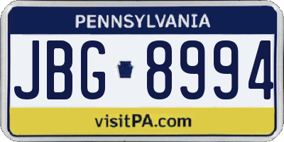 PA license plate JBG8994