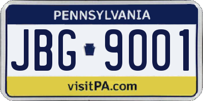 PA license plate JBG9001
