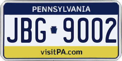 PA license plate JBG9002