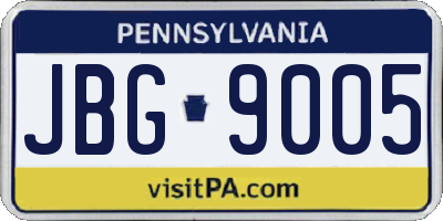 PA license plate JBG9005