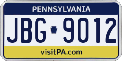 PA license plate JBG9012