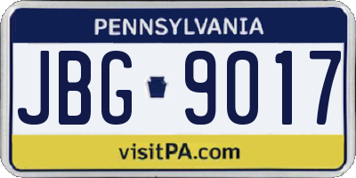 PA license plate JBG9017