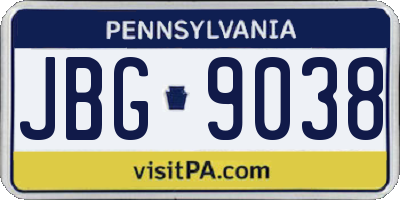 PA license plate JBG9038