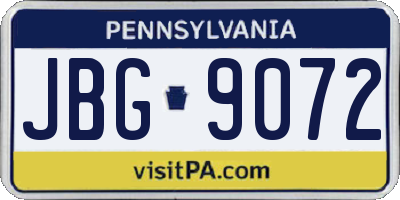 PA license plate JBG9072