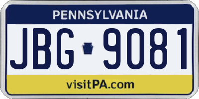 PA license plate JBG9081