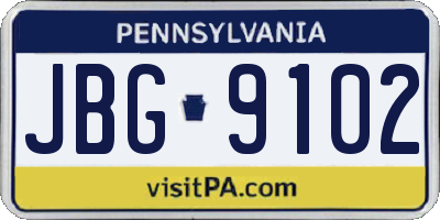 PA license plate JBG9102