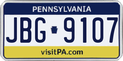 PA license plate JBG9107