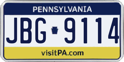 PA license plate JBG9114