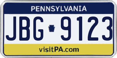 PA license plate JBG9123