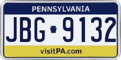 PA license plate JBG9132