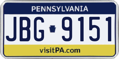PA license plate JBG9151