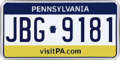 PA license plate JBG9181