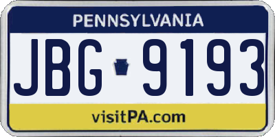 PA license plate JBG9193