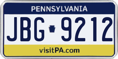 PA license plate JBG9212
