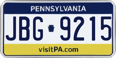 PA license plate JBG9215