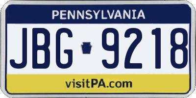 PA license plate JBG9218