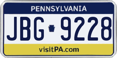 PA license plate JBG9228
