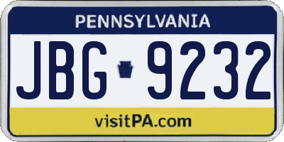 PA license plate JBG9232