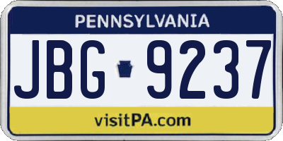 PA license plate JBG9237