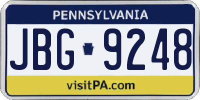 PA license plate JBG9248