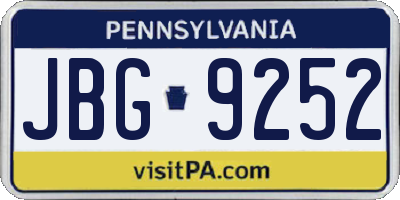PA license plate JBG9252