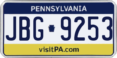 PA license plate JBG9253