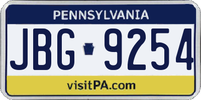 PA license plate JBG9254
