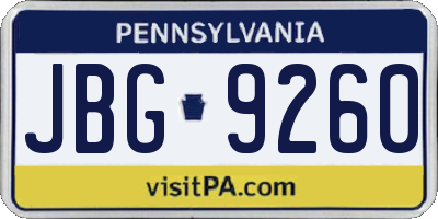 PA license plate JBG9260