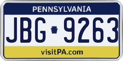 PA license plate JBG9263