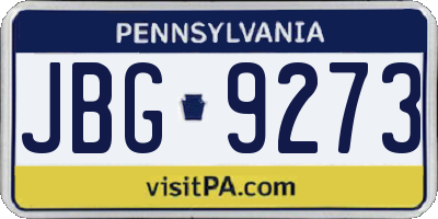 PA license plate JBG9273