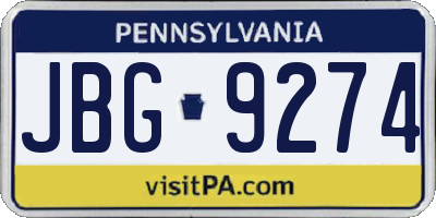 PA license plate JBG9274