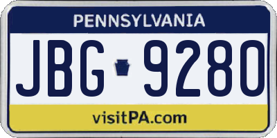 PA license plate JBG9280