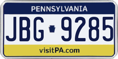 PA license plate JBG9285