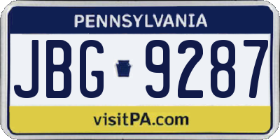 PA license plate JBG9287