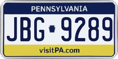 PA license plate JBG9289