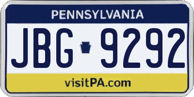 PA license plate JBG9292
