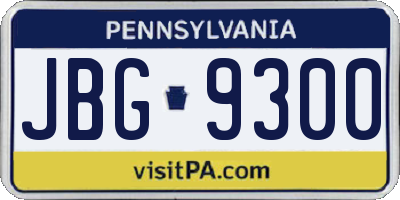 PA license plate JBG9300
