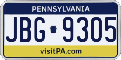 PA license plate JBG9305